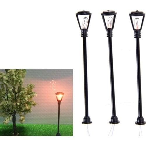 10pcs Scale 1:100 Black Model Layout Single Head Lights Lamppost Landscape Light Model Mini Garden Lamps Miniatures Decoration