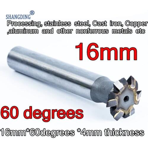 16mm*60degrees 4mm thickness Carbide Double Angle Milling cutter Processing,stainless steel, Cast iron ,Copper,aluminum, etc