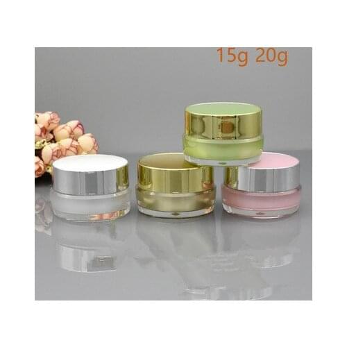 20pcs/lot 5g 10g 20g 30g White Pink Gold Empty Refillable Cream Acrylic Jar Plastic Cosmetic Packaging Bottle for Makeup Product
