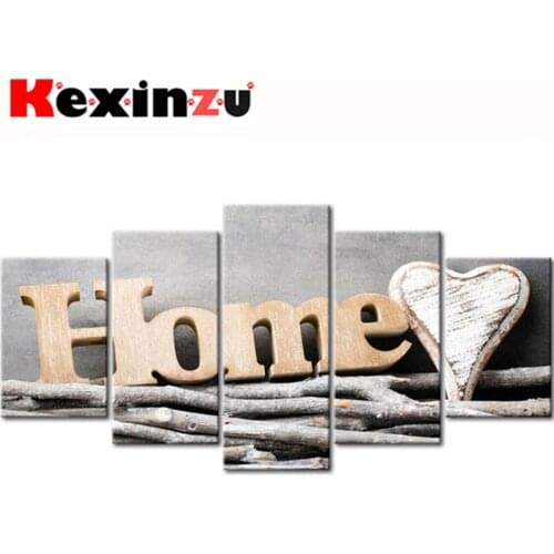 5pcs Full Square/Round Drill 5D DIY Diamond Painting Cross Stitch"Home Love" Multi-picture Combination Embroidery 5D Decor
