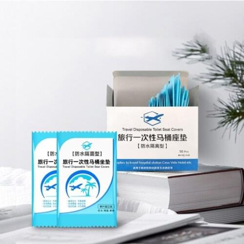 50Pcs Disposable Toilet Seat Cover Mat Portable 100% Waterproof Safety