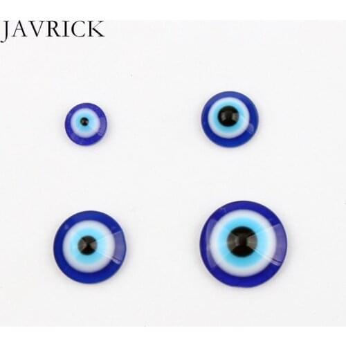 50Pcs Glass Blue Evil Eye DIY Flat Round Beads Amulet Protection Craft Tool DIY Pendant Accessories Jewelry Making Tool
