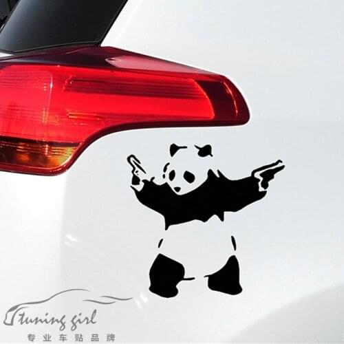 Car Stickers Panda Shooting Funny Lovely Cartoon Creative Decoration Decals For Laptop Tablet Vinyls Auto Tuning Styling D10