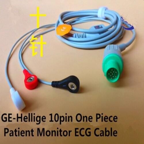 Free Shipping Compatible for GE-Hellige One Piece Patient Monitor ECG Cable with 3 Leads Snap End AHA Standard Cables and Wires