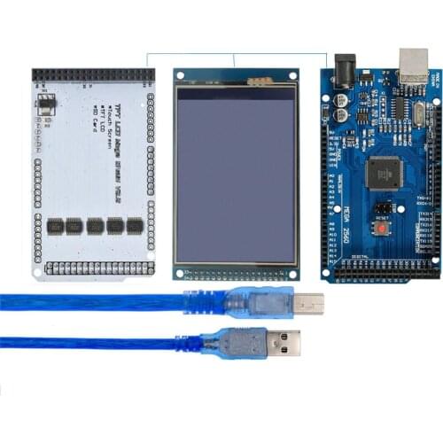 Free Shipping! 3.2" TFT LCD Touch Screen Display 320X240 ILI9341+3.2 Inch Shield+Mega 2560 R3 With Usb Cable for Arduino Kit
