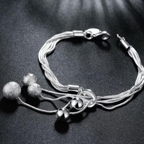 Hot Fashion 925 Sterling Silver Five Round Ball Bracelet for Women Jewelry Snake Chain Bracelets