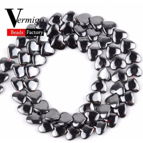 6x5mm Natural Black Love Heart Hematite Stone Beads For Jewelry Beadwork Making Charm Beads Diy Bracelet Necklace Accessories