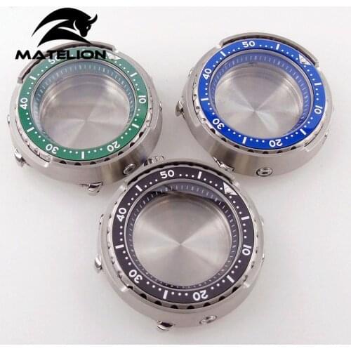 Solid steel 46.5mm Sapphire glass 20atm Diving Watch Case For NH35 NH36 Automatic Movement Ceramic bezel Rotating Bezel