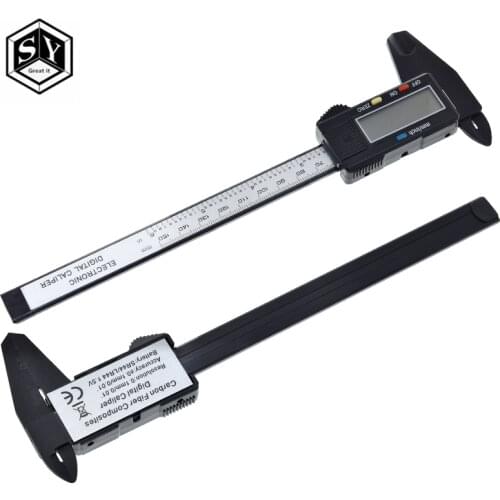 New Arrival 150mm 6 inch LCD Digital Electronic Carbon Fiber Vernier Caliper Gauge Micrometer Measuring Tool
