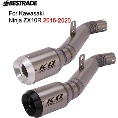 For Kawasaki Ninja ZX10R 2016-2021 Motorcycle Exhaust System Deleted Catalyst Titanium Alloy Connect Link Pipe Slip Muffler Tip