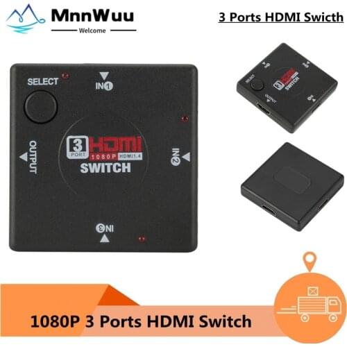 HDMI Switch 3 In 1 Out HDMI Switcher 3 Port Hub Box Auto Switch 3x1 1080p HD 3 in 1 out HDMI Splitter HUB for HDTV XBOX360 PS3
