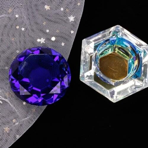 Colorful Nail Art Acrylic Liquid Powder Dappen Dish Bowl Glass Crystal Cup Glassware Gemstone Lid for Nail Art Manicure