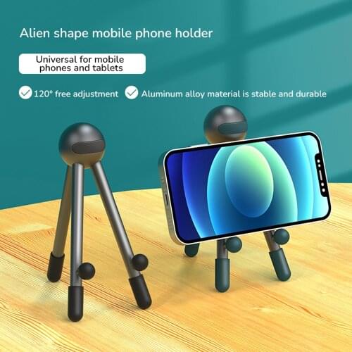 UIGO Creative Tripod Phone Holder Aluminum Alloy Adjustable Storage Lazy Live Desktop Tablet Phone Holder for iphone 12 Xiaomi