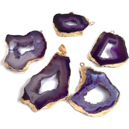 Natural Stone Agates Pendant Irregular Shape Quartz Pendant for Jewelry Making DIY Necklace Earrings Accessories Reiki Healing