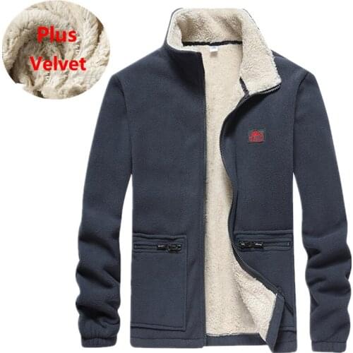 Men Outdoor Winter Fleece Sports Jacket Thicken Plus Velvet Thermal Windproof Loose Casual Coat Climbing Camping Fishing Jackets