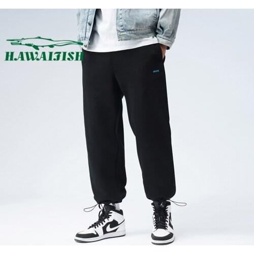 Spring and Autumn Mens Drawstring Sweatpants Trendy Casual Straight Pants Korean Cotton Drawstring Sweatpants