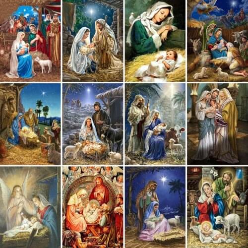 5D DIY Diamond Painting Religion Cross Stitch Kits Full Drill Square Embroidery Picture of Diamond Mosaic Icons Gift Home Decor