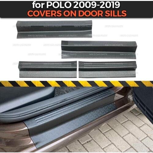 Plate on door sills case for Volkswagen Polo Sedan 2009-2019 1 set / 4 pcs ABS plastic trim accessories protection of scuff car
