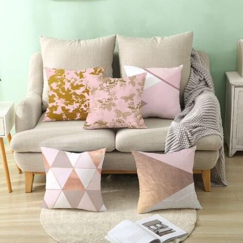 Cushion Covers Pink Gold Love Heart Pillowcase Peach Skin for Sofa Decorative Throw Pillows Covers Bedroom Home Decor 45*45cm/Pc