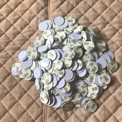 NFC Tags 13.56MHZ ISO14443A RFID Tag Coin Card With 3M Adhesive Sticker 25mm Mif S50 FM1108 Smart Access Control Cards