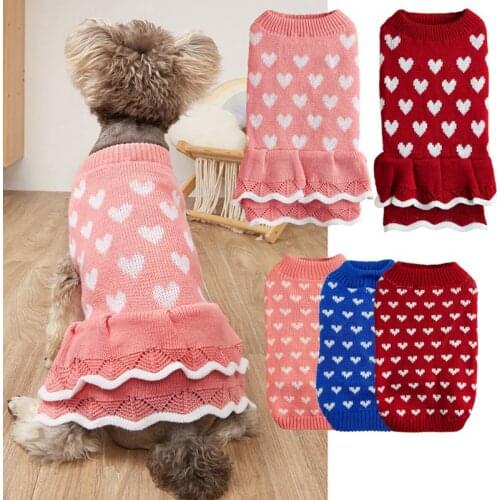 2017 New Autumn & Winter Lovely Winter Pink Heart Pattern Warm Sweater Puppy Clothing for Pets Dogs Dog Clothes