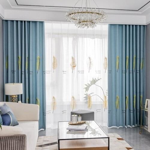 New Curtains Leaf Embroidery Nordic Modern Minimalist Shading Customized Products Curtains for Living Dining Room Bedroom
