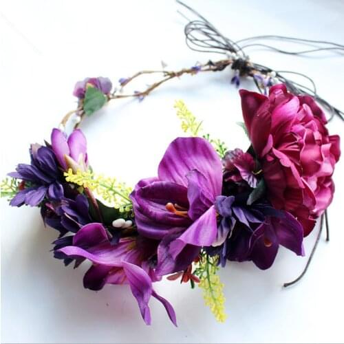 Lady Women Wedding Bride Flower Hairband Head Wreath Holiday Flower Crown Hair Accessories Headband