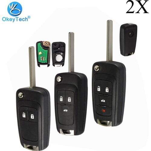 OkeyTech 2pcs/lot for Opel Astra J H G Corsa D Insignia Flip Folding Remote Control Car Key 433Mhz ID46 Chip Uncut HU100 Blade