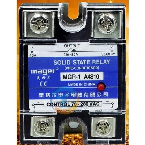 Mager Genuine new original SSR single-phase solid-state relay 10A 220VAC-AC MGR-1 A4810 AC-controlled AC 240-480V 70-280VAC