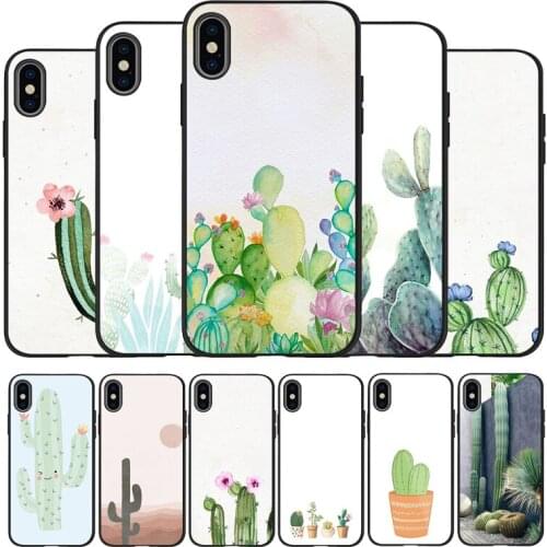 Pastel Cactus Art Print black Phone Case For iPhone 11 XR XS Max 7 8 6 6S Plus 5 5S SE 2020 Back Cover For iPhone 11 Pro Shell