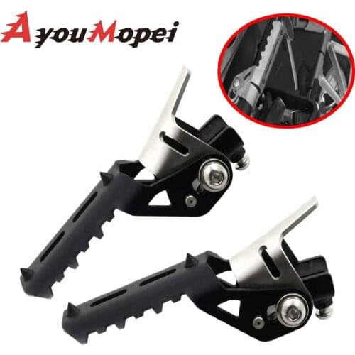 Motorcycle Highway Front Foot Pegs Folding Footrests Clamps 22-25mm For BMW F800GS Adventure S1000XR F750GS F850GS C400X C400GT