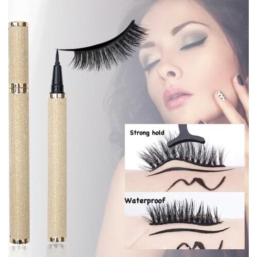 Professional Waterproof 2 in 1 Lash Glue Liner Pen Self-adhesive Eyeliner Long-lasting No Glue Magnetic Needed