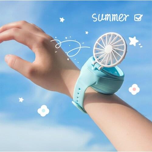 Portable USB Fan Watch Mini Fan Handheld Ventilator Rechargeable Cute Wrist Air Cooling Fans Kids Children Gift Outdoor Sports