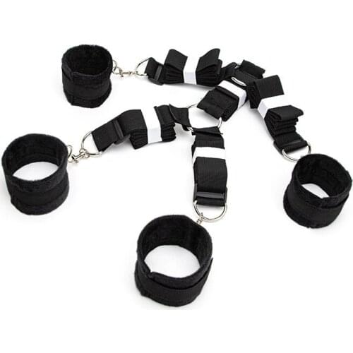Sex Toys For Woman Men BDSM Bondage Set Under Bed Erotic Restraint Handcuffs & Ankle Cuffs & Eye Mask Adults Games for Couples