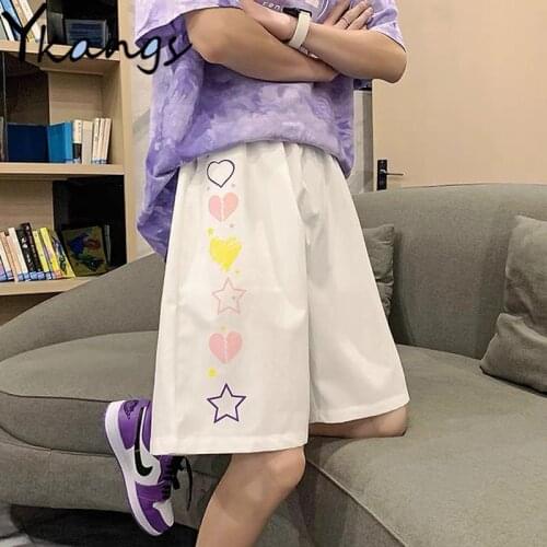 Side Print High Waisted Biker Shorts Womens Summer Loose Casual Kawaii Clothes Japanese Korean Harajuku Classic Y2k Sweatshorts