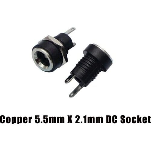 50PCS Copper 5.5mm x 2.1mm DC Power Jack Socket Female Panel Mount plug 3A DC plug 2 Pin Soldering