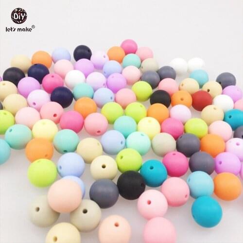 Lets Make Silicone Beads Round Sensory Baby Chew Balls(12mm 150pc)Teething Necklace Silicone Bead DIY Nusring Jewelry Mix Color