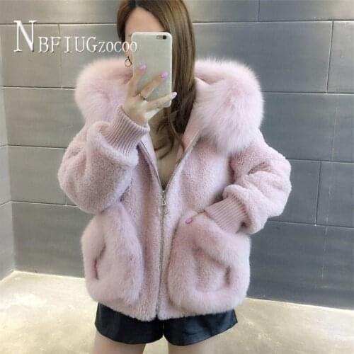 2020 Autumn Winter Faux Fox Fur Women Coat Korean Hooded Warm Pocket Female Jacket
