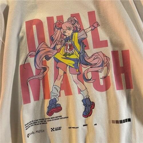 Woman Tshirts White Students Harajuku Tops Loose T-shirt Womens Cute Clothing Oversized School Y2k Top Graphic Tees