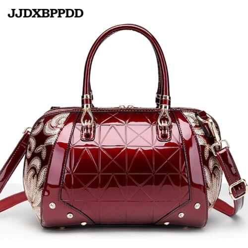 JJDXBPPDD Women Bags Shoulder Handbags Large Capacity Womens Handbags Shoulder Messenger bags Floral Luxury Patent Leather Bag