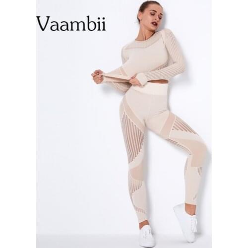 Womens Tracksuit Yoga Kit Training Set Tracksuits Sport Outfit For Woman 2 Pieces Crop Top Leggings Suit For Fitness Women