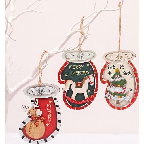 New Year 2022 1/3PC 2D 3D Christmas Ornament Wooden Hanging Pendants Star Xmas Tree Bell Christmas Decorations For Home Navidad