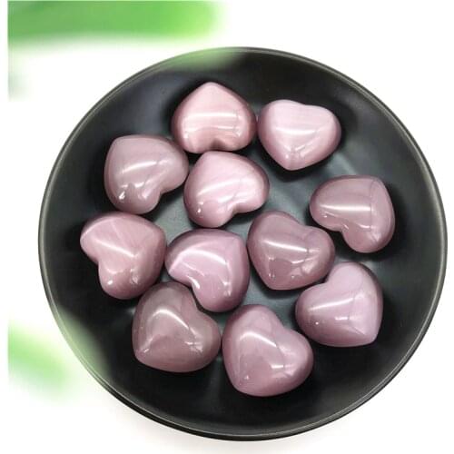 1pc Purple Cat Eye Stone Heart Shaped Crystal Stones Gem Healing Stones Gifts Decor Decorative Quartz Crystals