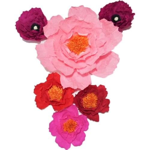 2018 Giant Crepe Paper Artificial Flowers 6PCS Wedding & Event Decor Baby Nursery Windows Display Handmade Crafts Custom 20-50CM
