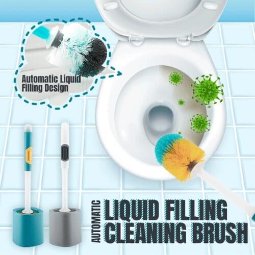 Bathroom Automatic Liquid Outlet Wall-Mounted Free Punch Toilet Brush Cleaning Brush Household Items Bathroom Accessories