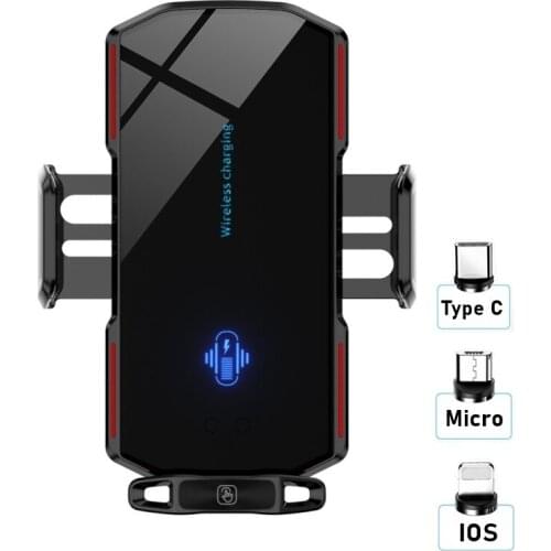 15W Automatic Car Wireless Charger for iPhone 12 11 XS XR 8 7 6 Samsung S20 Smart Sensor Magnetic USB Charger Phone Holder Stand