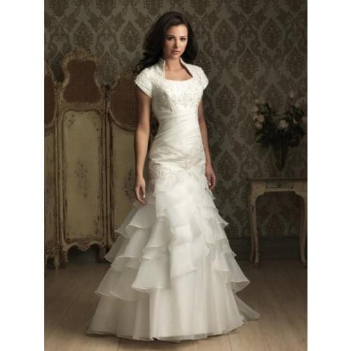 Free shipping 2016 new DesignModern style hot sale wedding wear sweet princess Custom size high quality small tail bridal dress