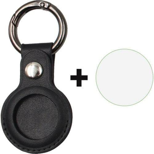 For Apple Airtag Case Leather Luxury Protective Cover For Airtag Tracker Locator Device +soft Protective Film For Airtags