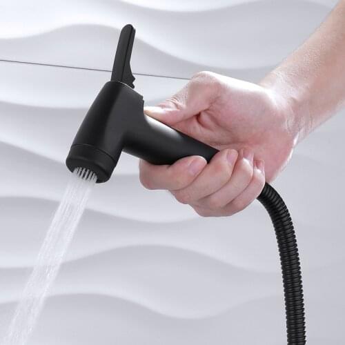 Black Handheld Sprayer Bidet Shower Shattaff with Shower Hose and Bracket for Bathroom Toilet
