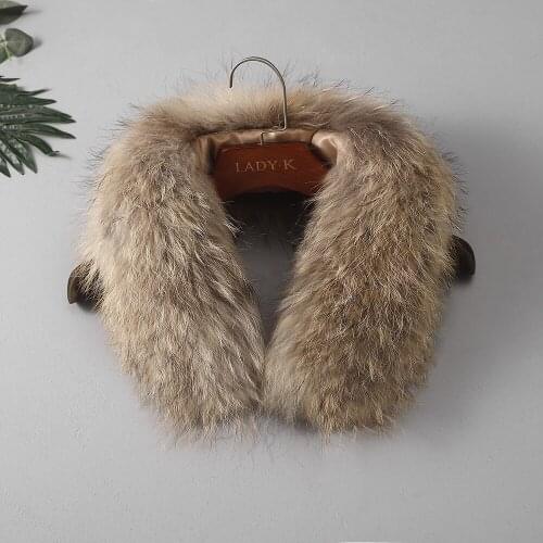 Women 60 70 cm Jackets Coat Fur Collar Scarves 100% Real Brown Fur Collar for Parkas Coats Luxury Warm Natural Raccoon Scarf